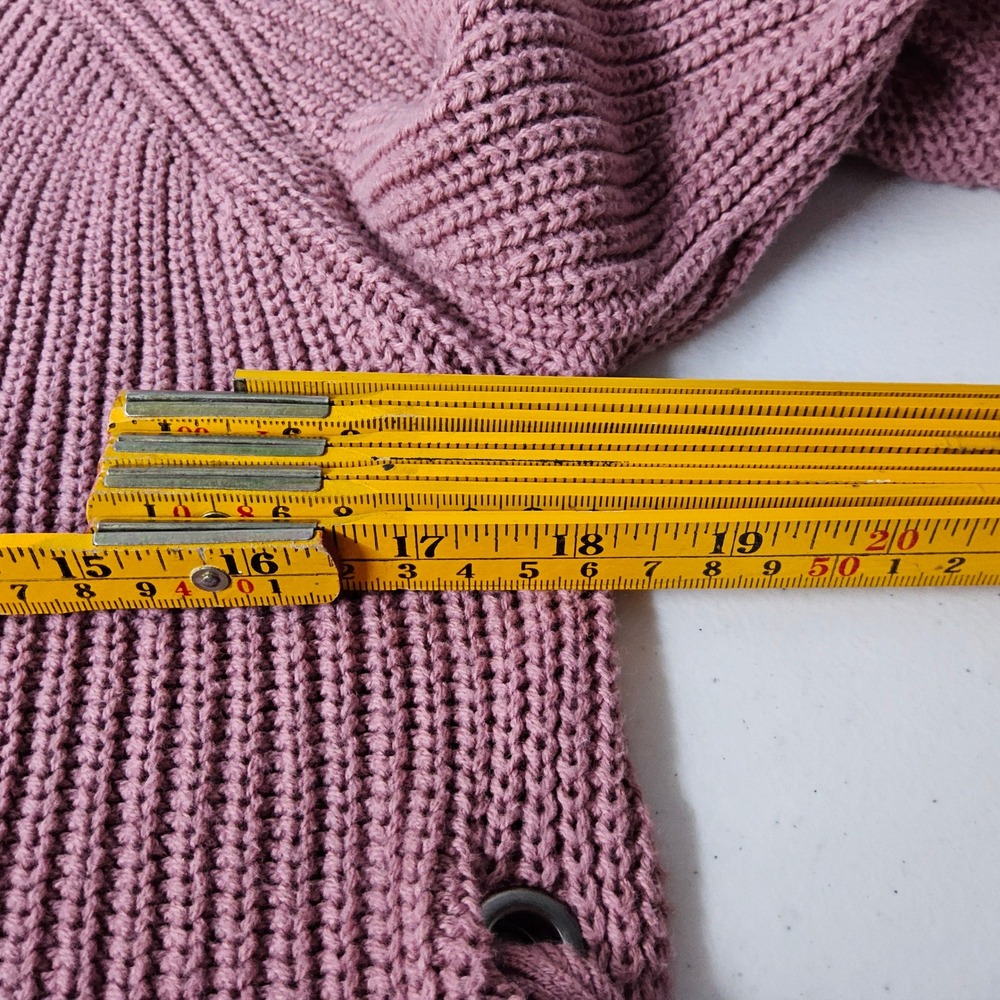 Moon & Madison Knit Sweater Lace-Up Long Sleeve Casual Mauve Size L - Picture 8 of 10